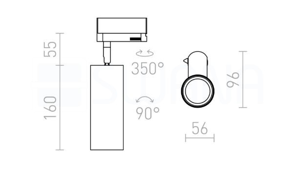 MAVRO egyfázisú áramkörös sínre fekete/aranysárga  230V LED 12W 38°  3000K