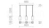 LIZ III 80 függő lámpa fekete üveg/króm 230V LED E27 3x15W