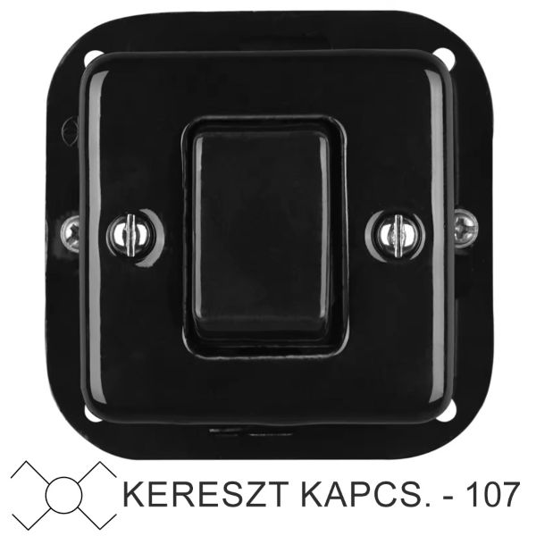 Egyes billenő fekete porcelán keresztkapcsoló betét