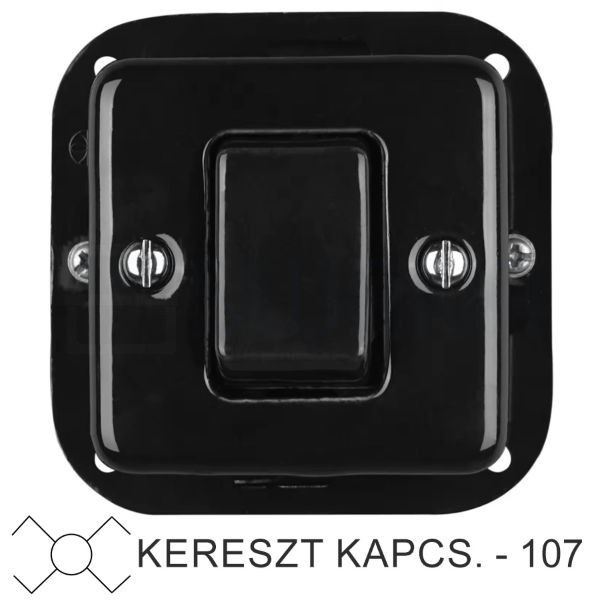 Egyes billenő fekete porcelán keresztkapcsoló betét