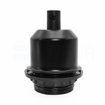 Fekete Edison E27 búratartós foglalat fém burkolattal
