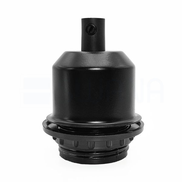 Fekete Edison E27 búratartós foglalat fém burkolattal