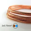 Vörösréz fémszövet borítású dekor vezeték 2×0,75 mm²