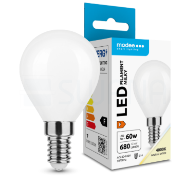 Modee LED Izzó Filament Milky G.Mini P45 7W E14 360° 4000K (680 lumen) ERP