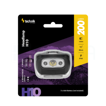 Technik Fejlámpa H10 (3xAAA) LED + piros fény (200 lumen)