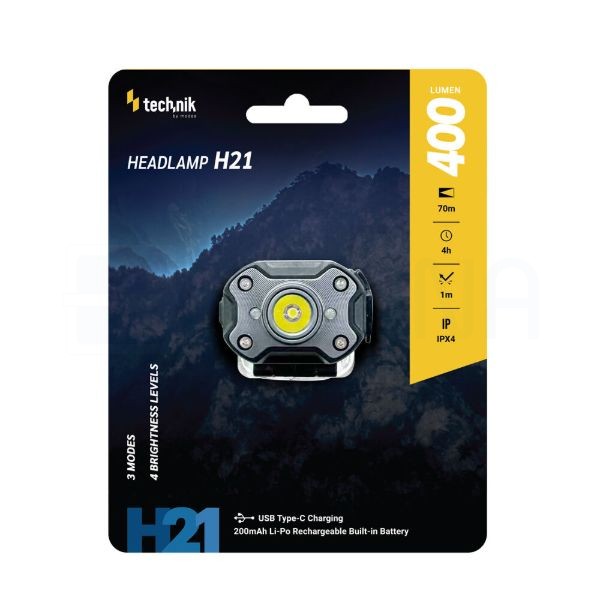 Technik Fejlámpa H21 (akkumulátoros) LED + Type-C (400 lumen) BG