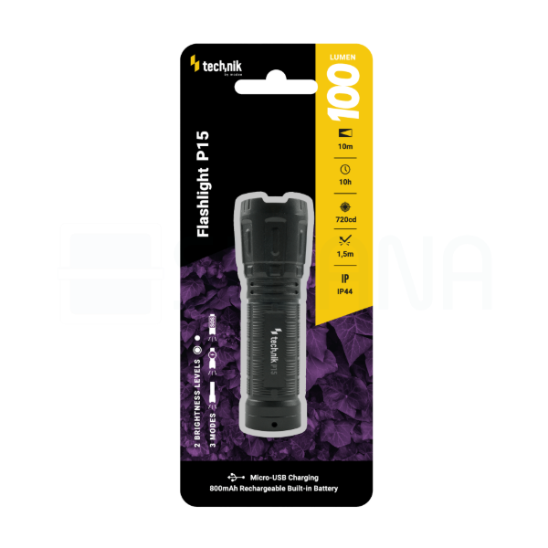 Technik Elemlámpa P15 (akkumulátoros) XPE LED + micro USB (100 lumen)