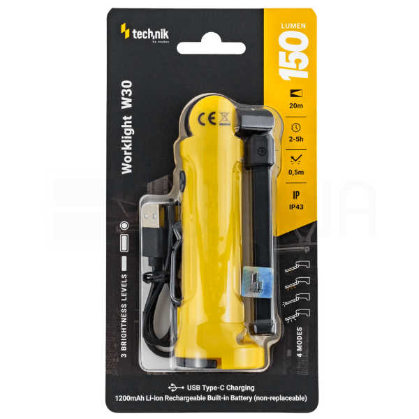 Technik Elemlámpa W30 (akkumulátoros - 1200mAh) COB + 1x2835 LED (150 lumen)